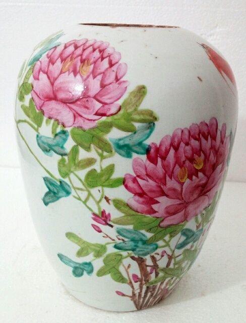 原生态民国名家聂正兴粉彩花鸟冬瓜罐