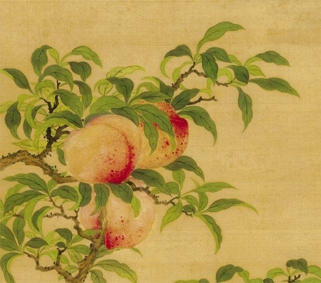 清 邹一桂 蟠桃图仙鹤寿桃祝寿礼物