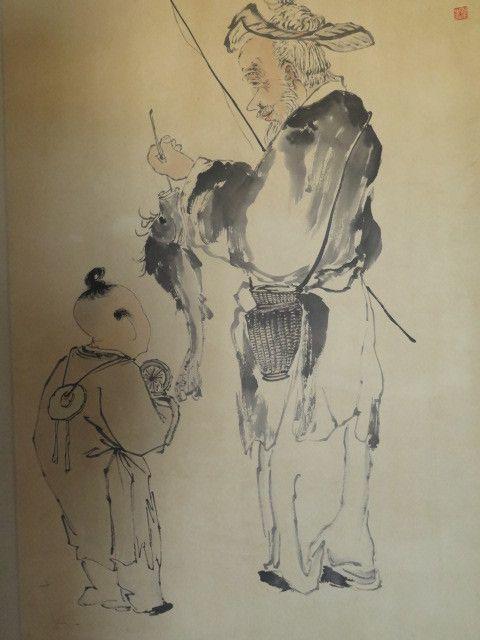 老翁垂钓剪纸,老翁钓鱼水墨画,剪纸_大山谷图库