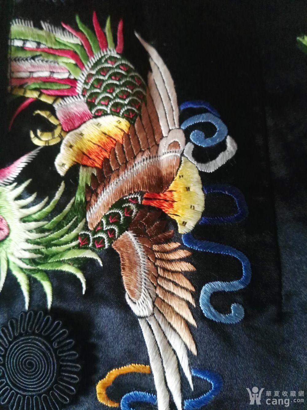 海外回流建国苏绣大厂凤凰六团花黑缎对襟长衫