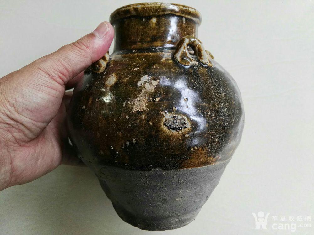 晚唐宣州窑青褐釉四系罐