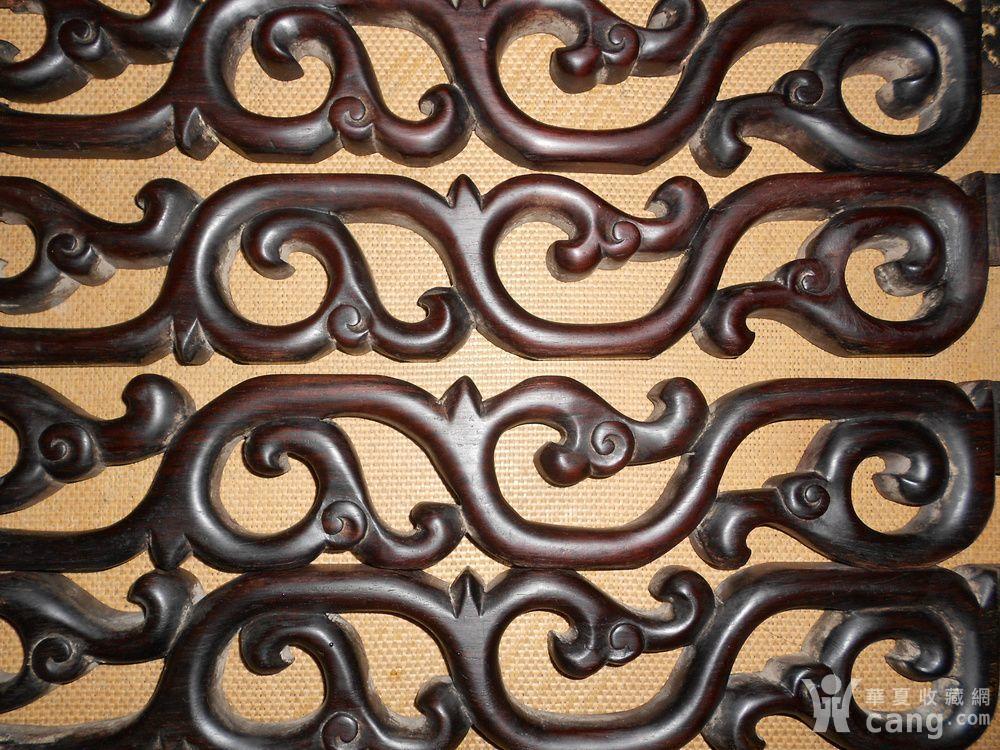 一套4片 老红木酸枝 草龙纹 茶桌裙板