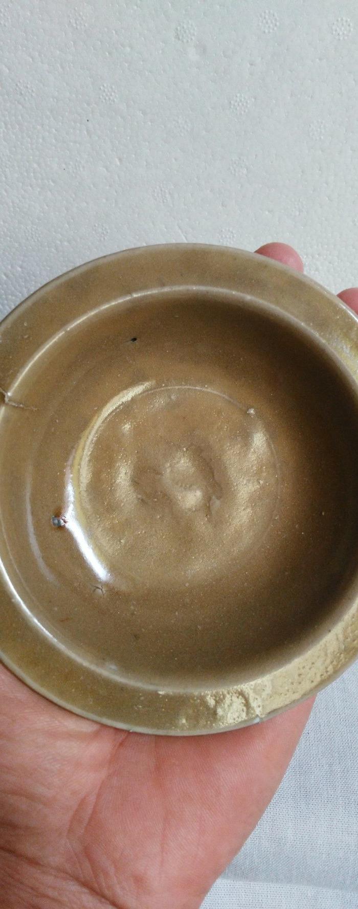 元代龙泉窑【小名品】黄釉折沿双鱼洗