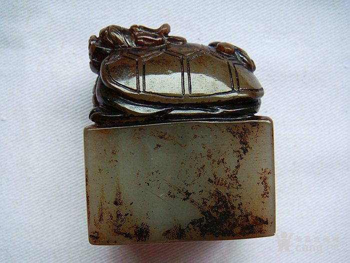 古玉老和田玉神龟印章4.8x3.9x2.9厘米