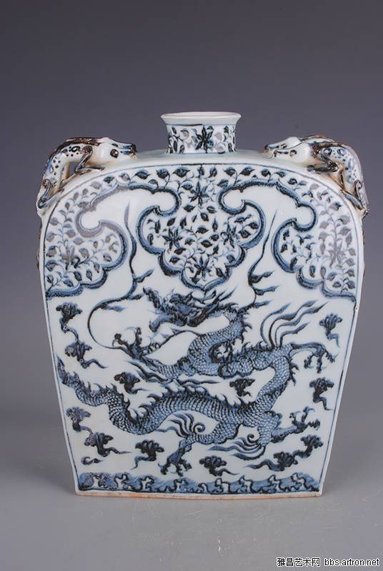 元青花四螭龙系龙纹扁壶