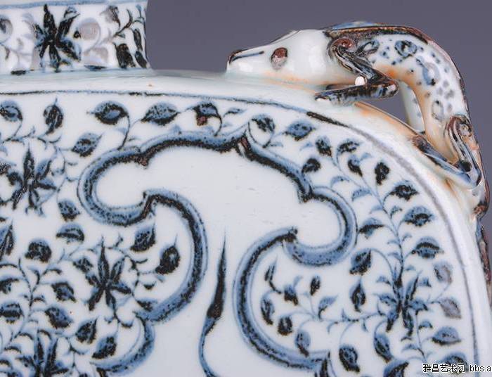 元青花四螭龙系龙纹扁壶