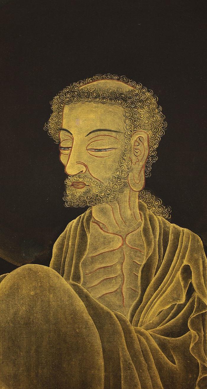 描金工笔释迦出山图(民国)