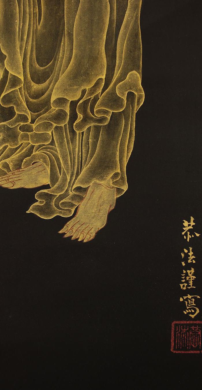 描金工笔释迦出山图(民国)