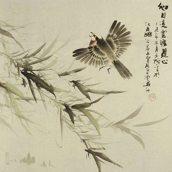 著名国画家邓玉成本人画作 斗方 他日凌云谁君心 文玩书画收藏