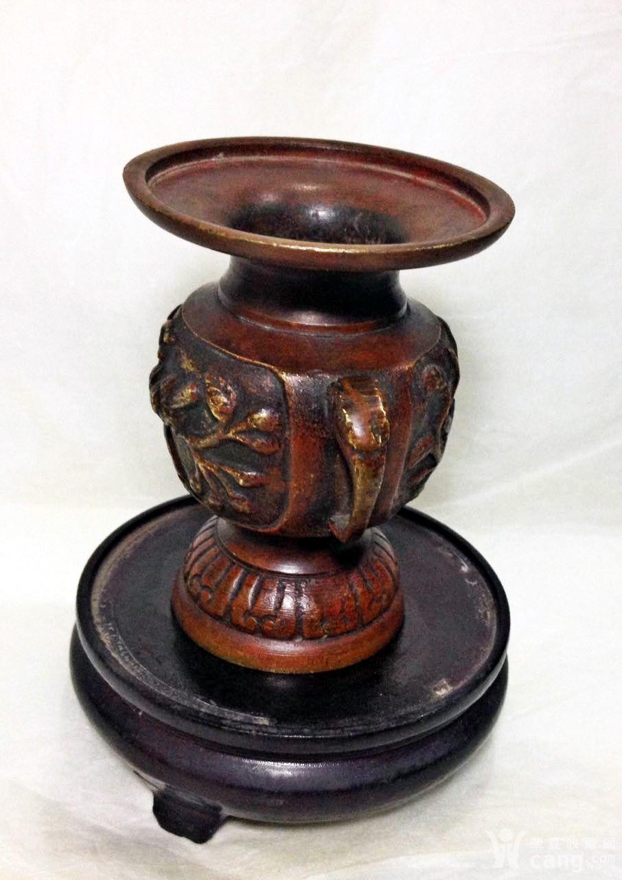 日本回流,"宗甫"底款文房铜插瓶纸压