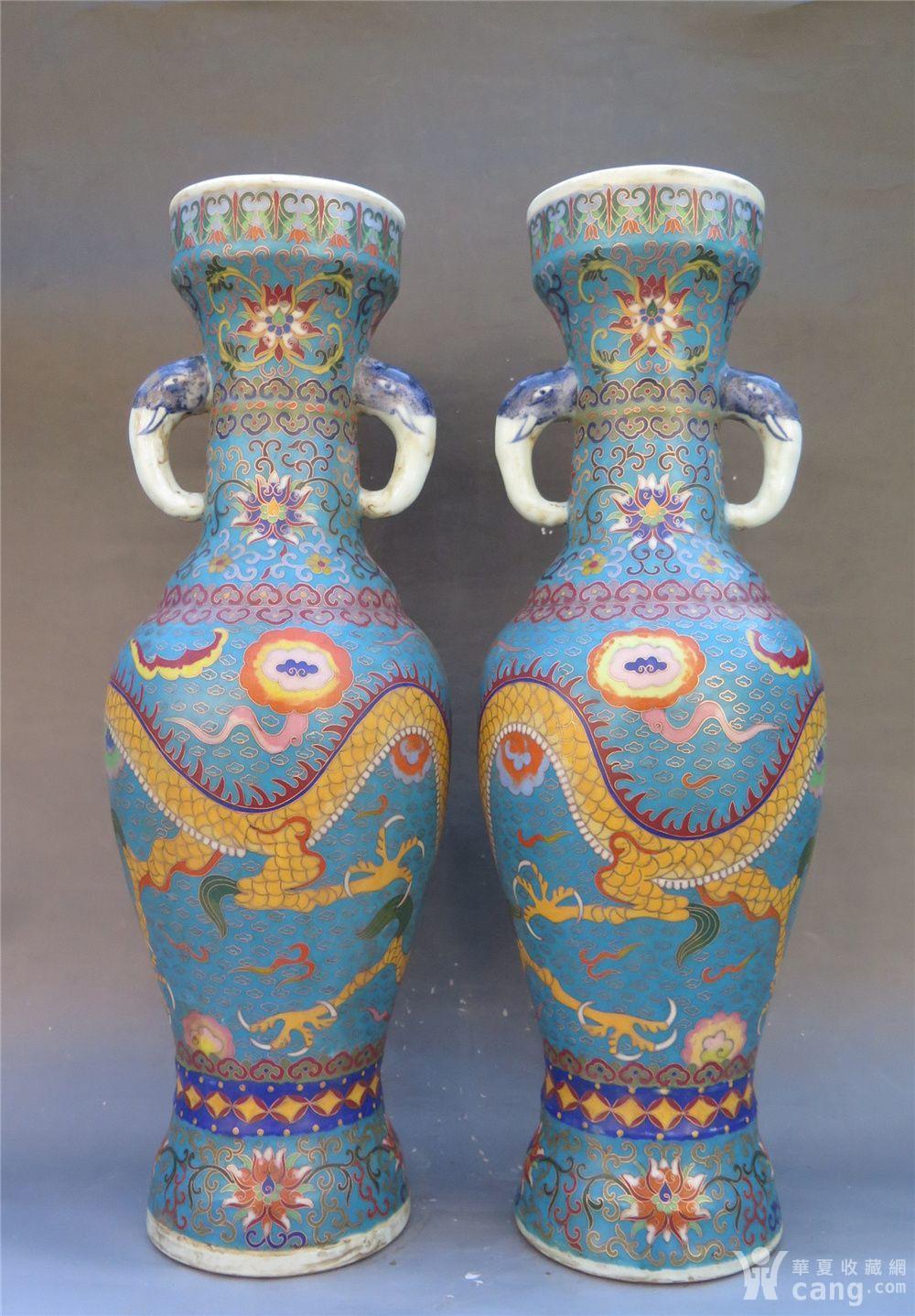 元代珐琅彩龙纹象耳瓶