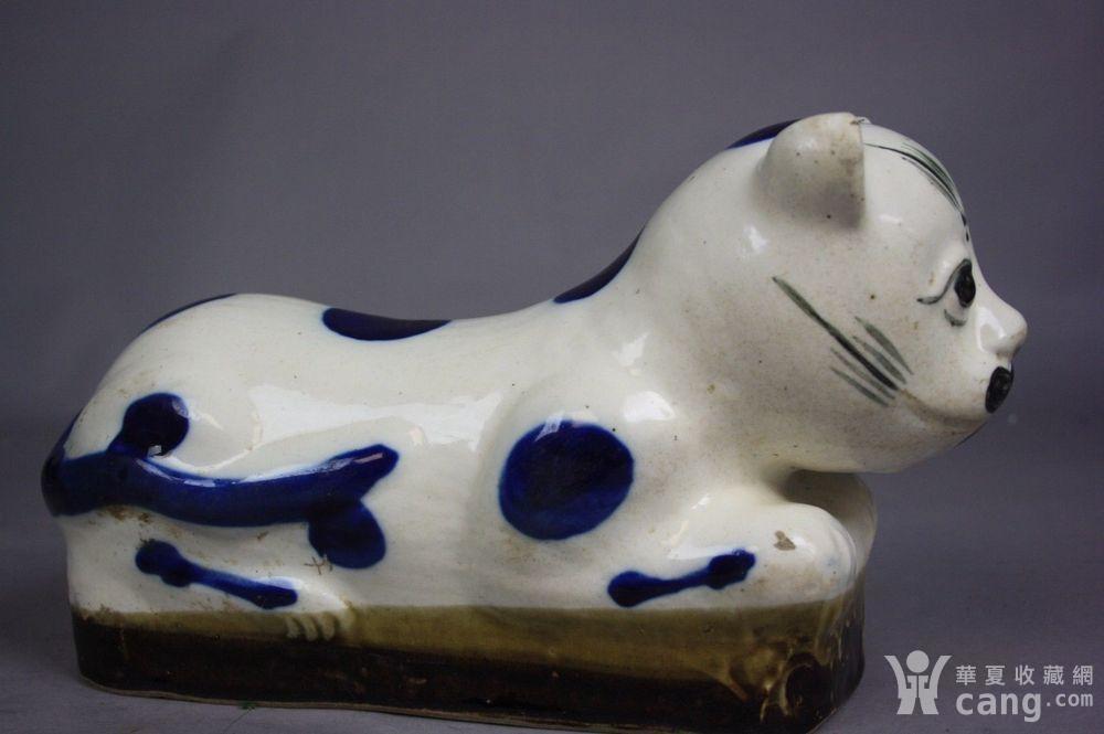 清晚民国 磁州窑(带青花)大号猫枕