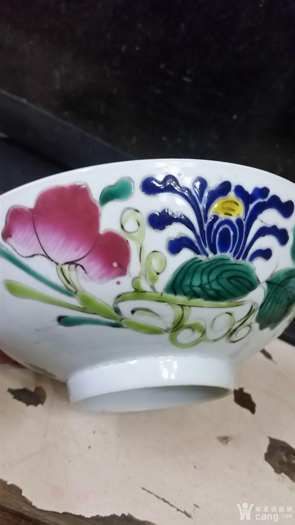 晚清民国粉彩薄胎花卉大碗(全品)