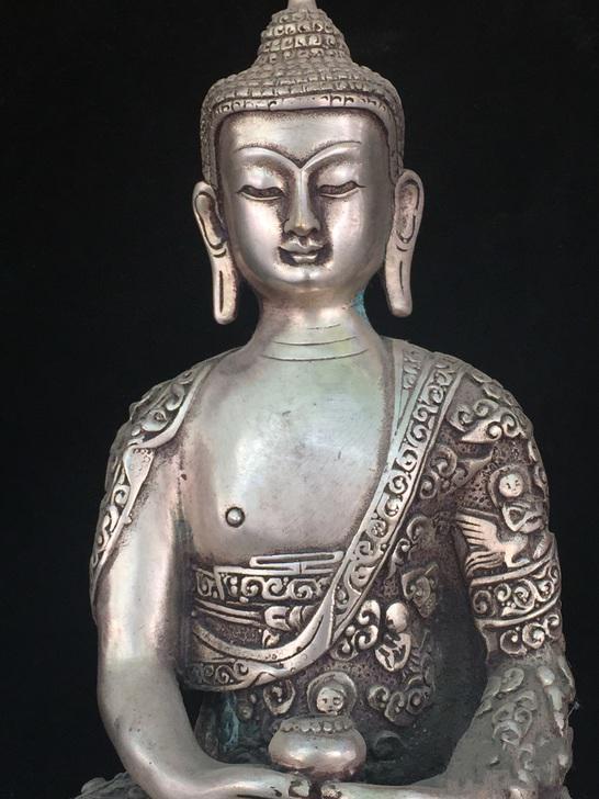 白铜佛像 释迦摩尼佛像 老佛像摆件