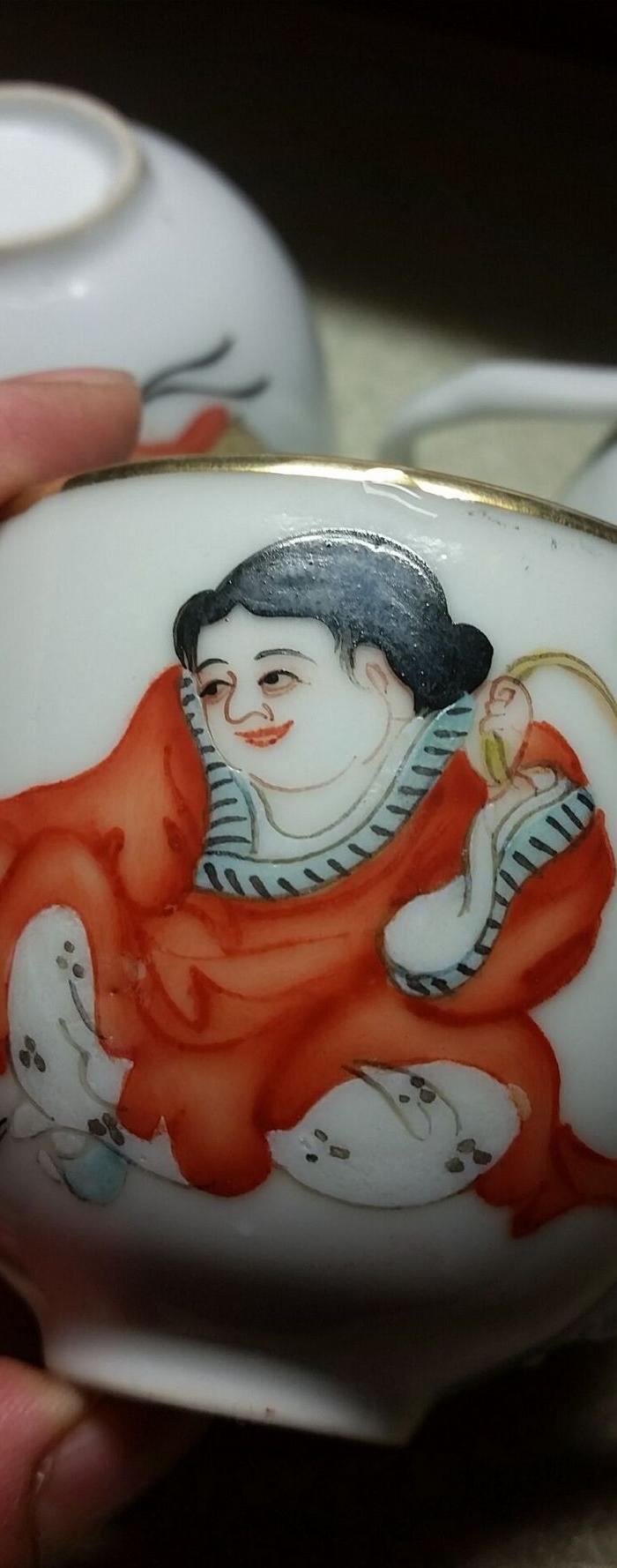 民国精品和合二仙粉彩茶杯(全品)