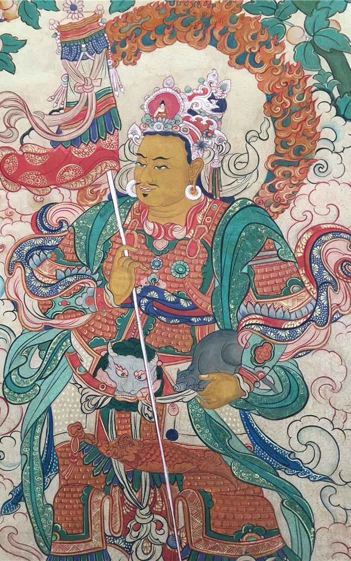 清代老唐卡四大天王