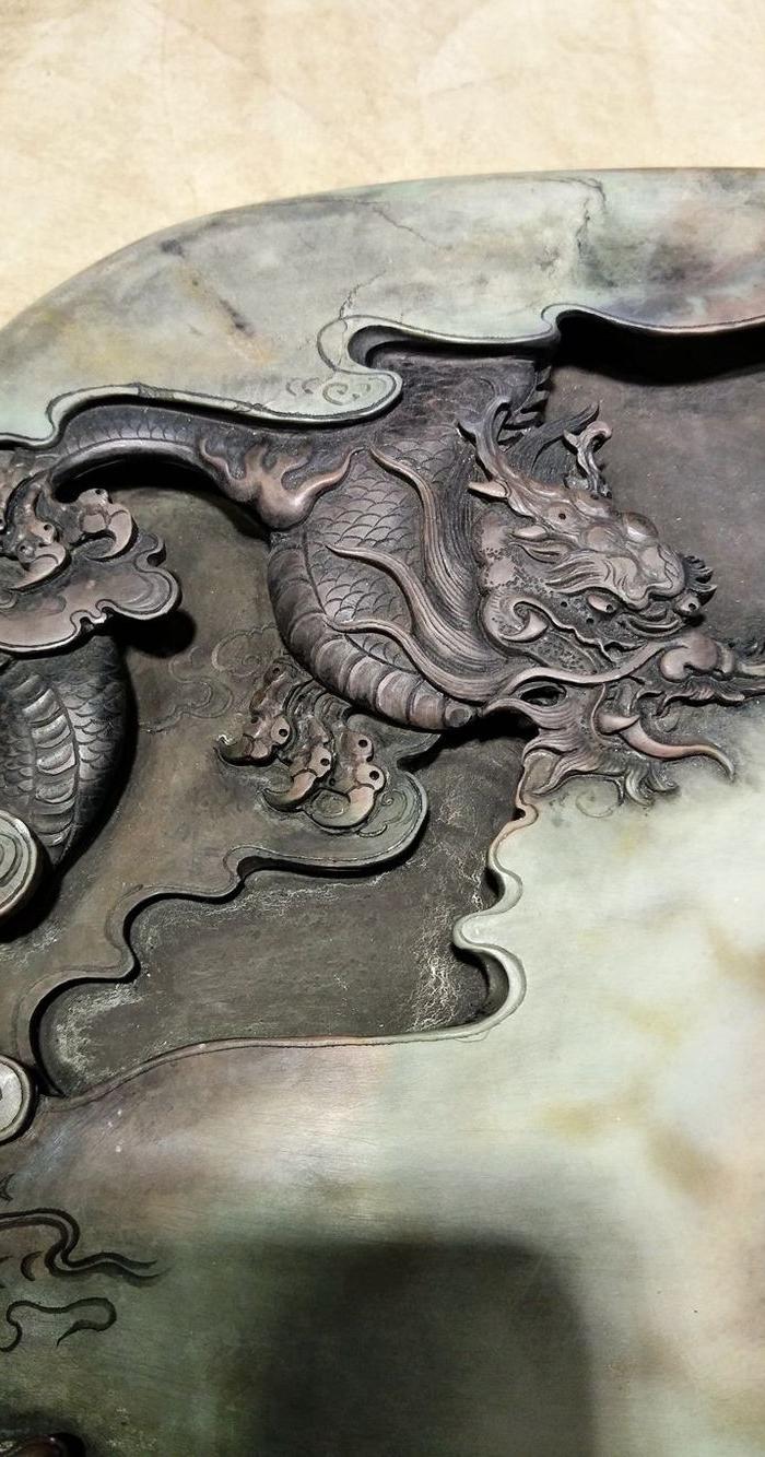 紫袍玉带.雕龙砚台.22×18