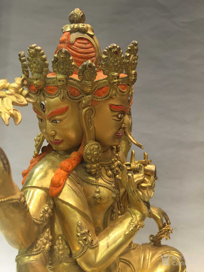 铜鎏金摩利支天三面佛