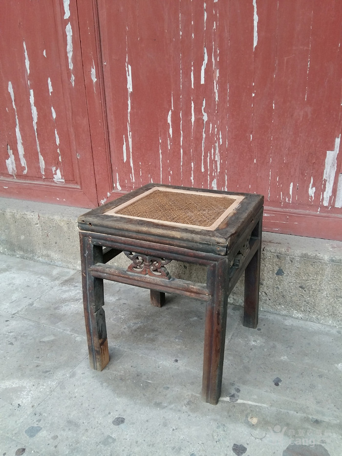 【江啸堂】藏品 古玩 清代藤面大方凳1只禅凳老凳子已修复