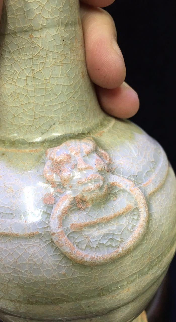 南宋 青白瓷旋绷兽耳瓶(一对)