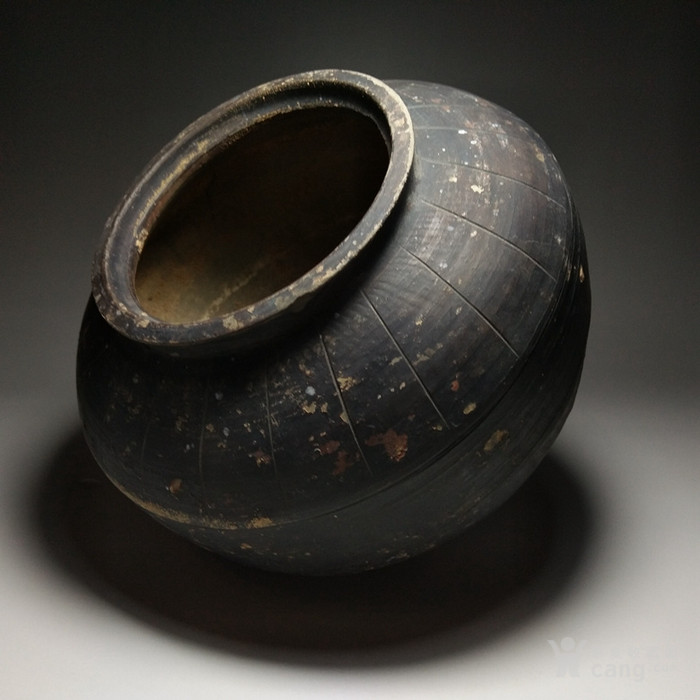元黑陶*刻罐罐
