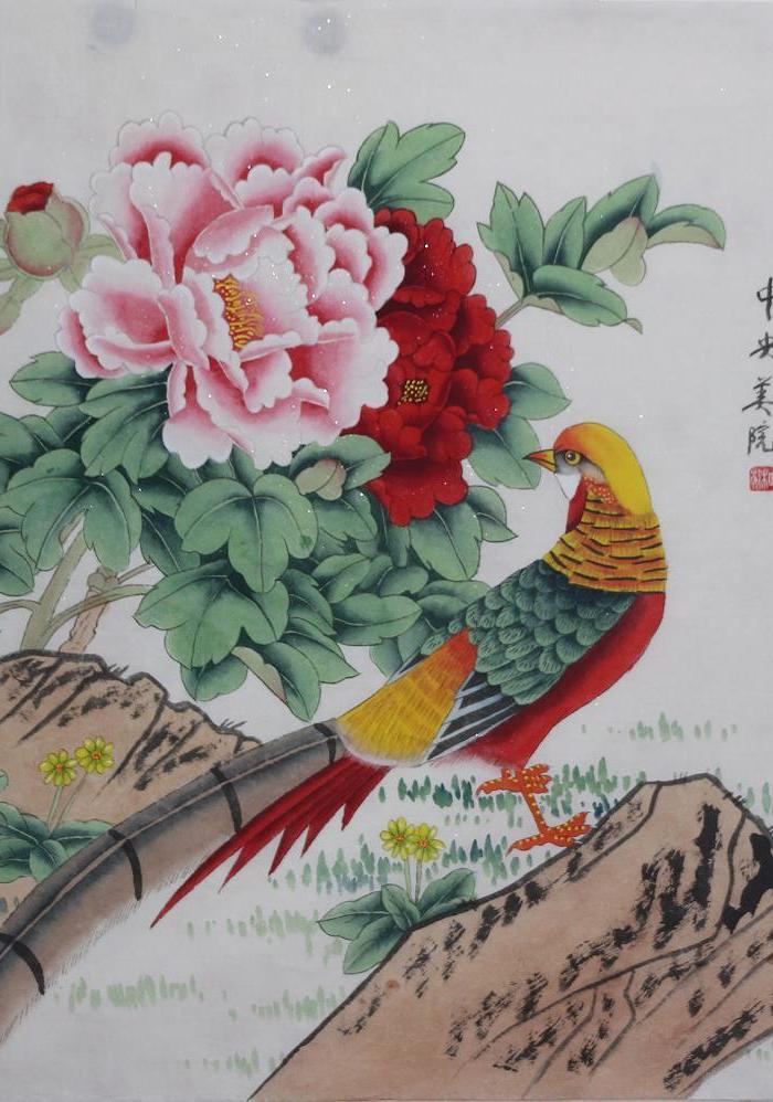 中美协凌雪老师四尺斗方花鸟作品【前程似锦】