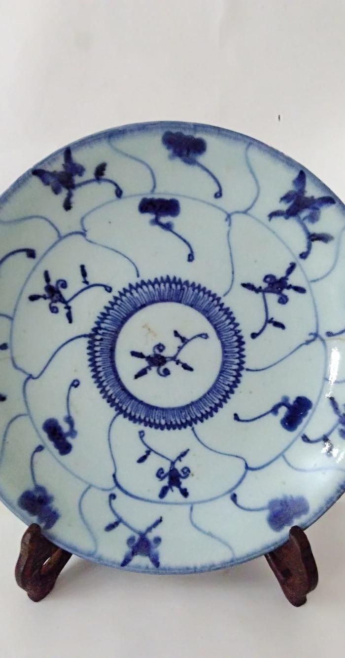 413清雍正灵芝纹青花盘