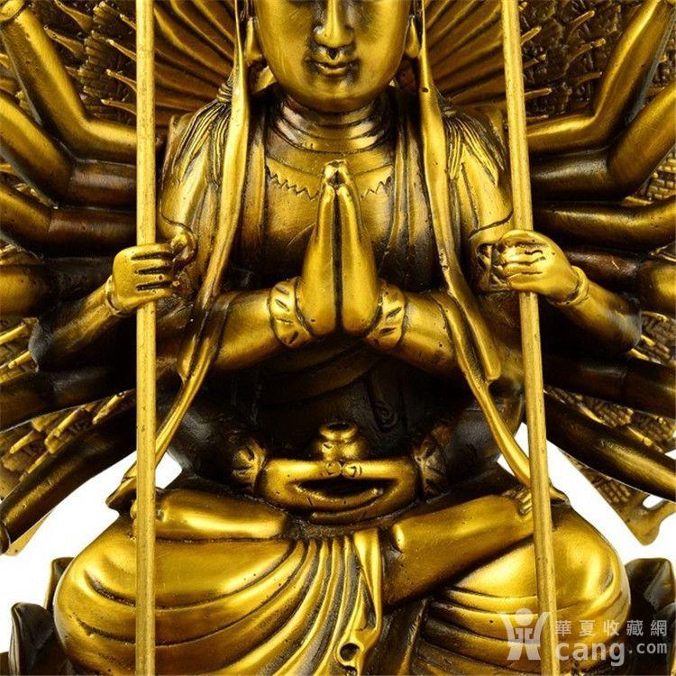 仿古黄铜十八臂准提佛母千手观音佛像佛具用品*小号