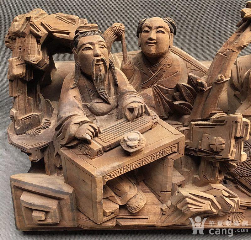 老木雕—『华山下棋亭 伯牙鼓琴遇知音』典故 匾托一对