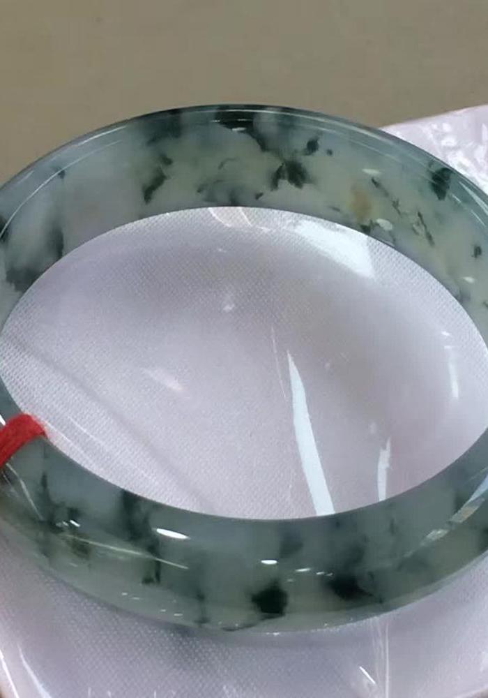 高冰飘海藻绿正圈手镯