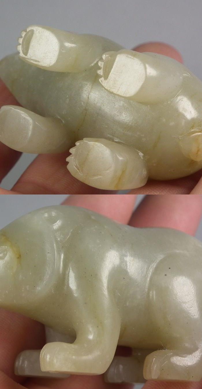 宋元和田青白玉带沁圆雕大立熊