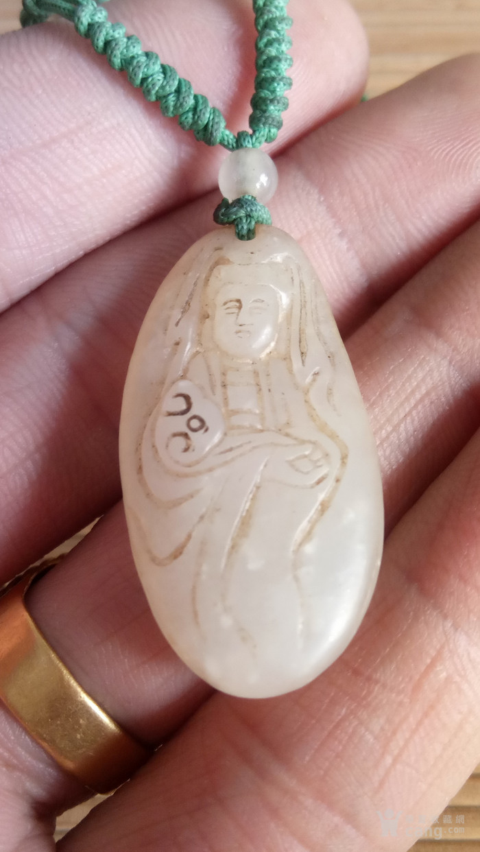 几十年的老手工雕刻小玉观音挂件吊坠