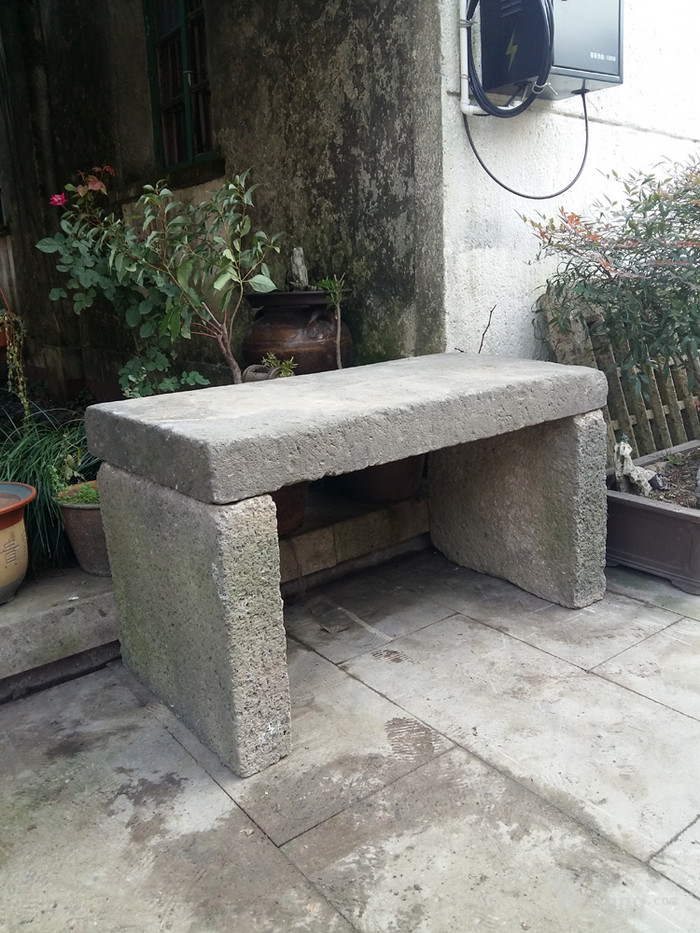【江啸堂】藏品 古玩 清代中期老石桌1张石头茶桌石头桌 古董