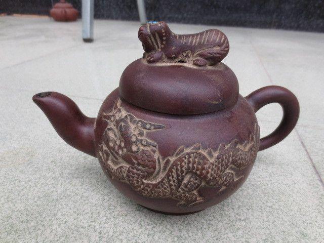 10号周桂珍卧虎藏龙紫砂壶一把19.5x12cm