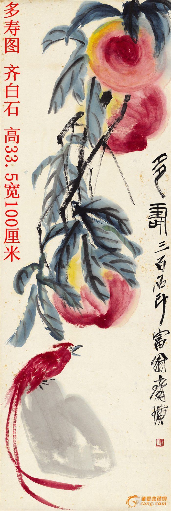多寿图 齐白石 高33.5宽100厘米