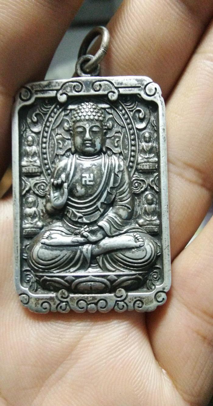 清-藏族密宗-银制-佛牌-释迦牟尼