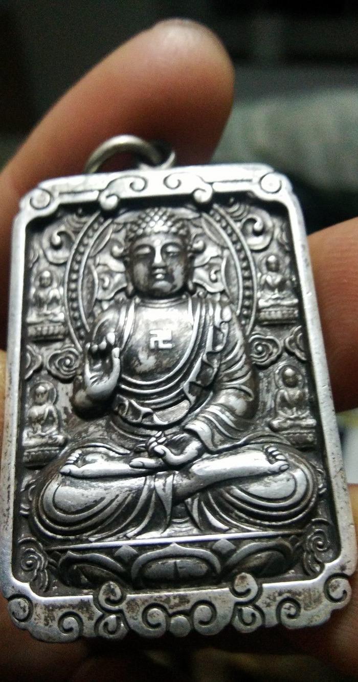清-藏族密宗-银制-佛牌-释迦牟尼