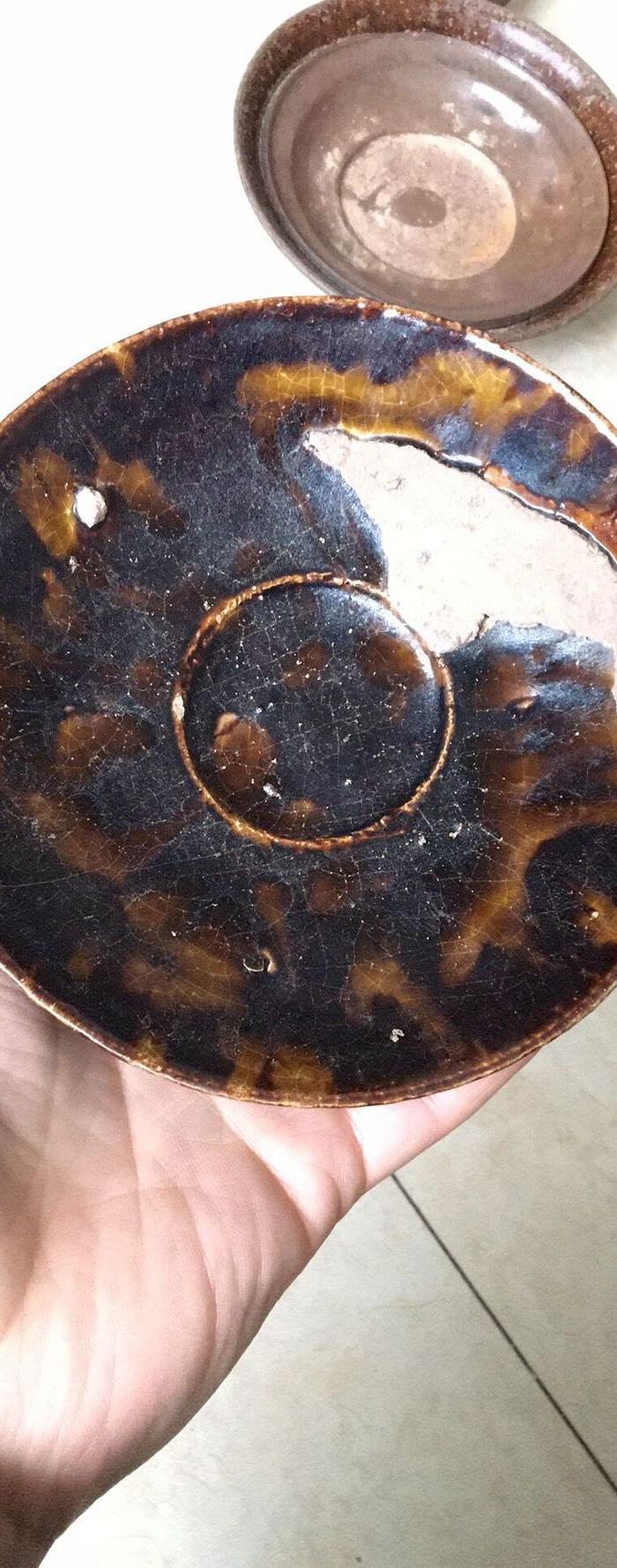 包老*窑变*釉盘子四川乐山西坝窑