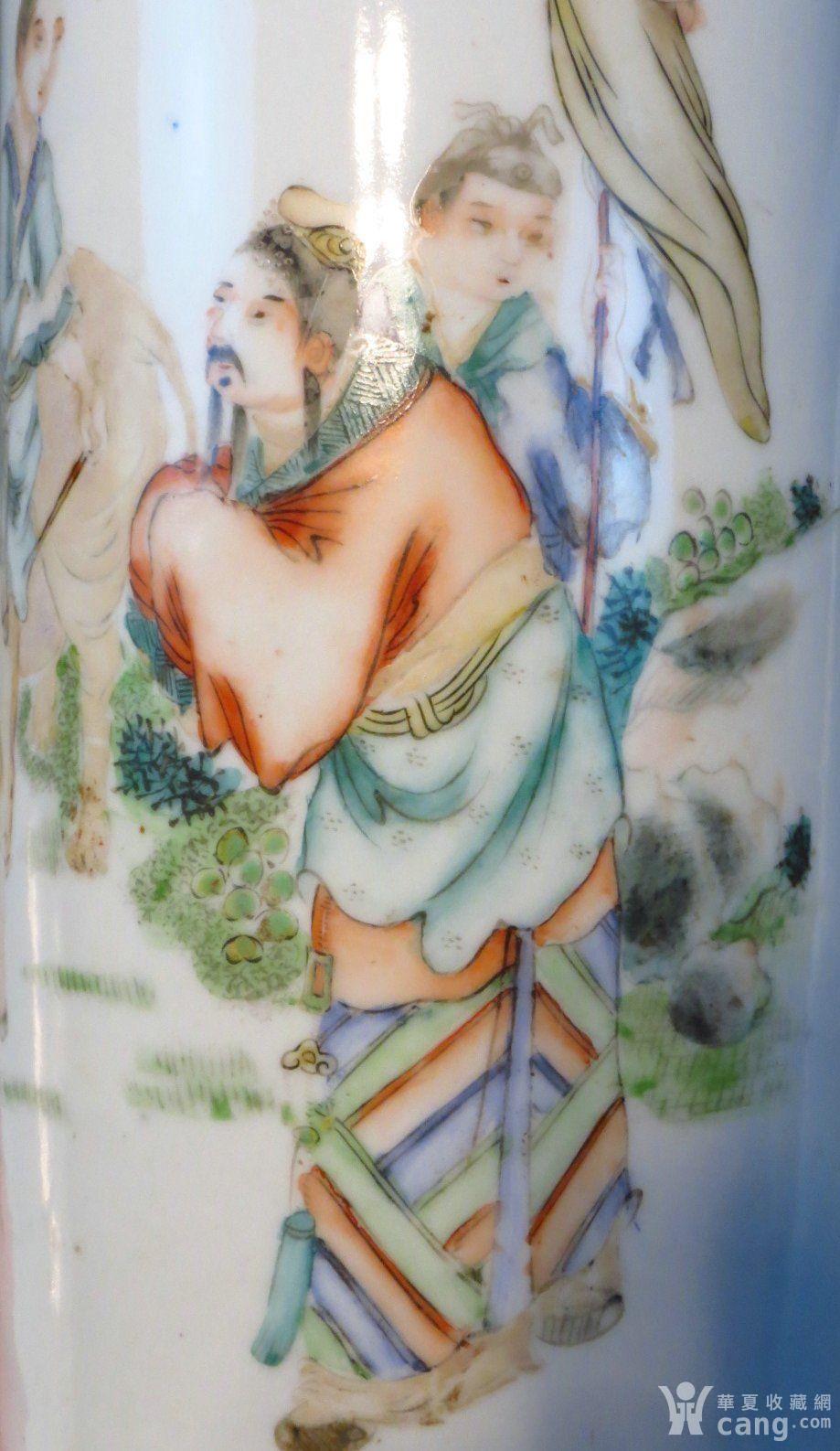 民国 名家吴少峰会浅绛彩瓷人物贤王品像帽筒 鑫源轩造