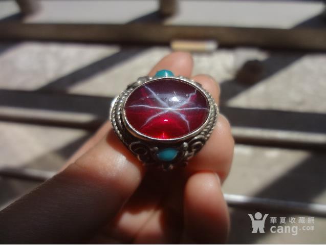 清代星光红宝石戒指