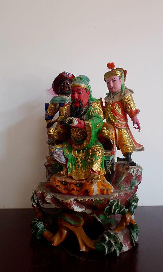 31厘米樟木雕 关帝爷 关平周仓 关圣帝君 关公