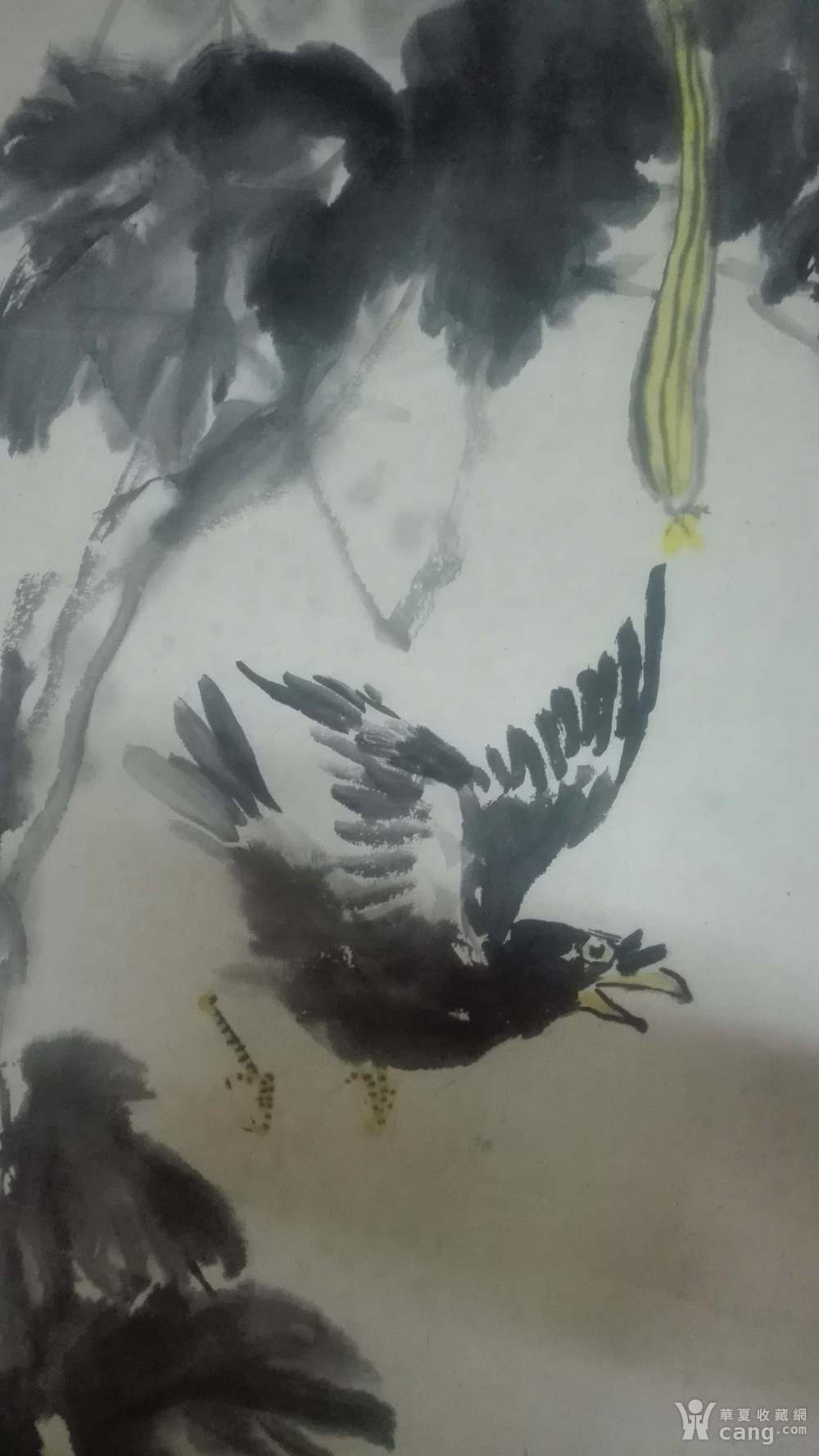 八哥篮子丝瓜猜成语_国画丝瓜