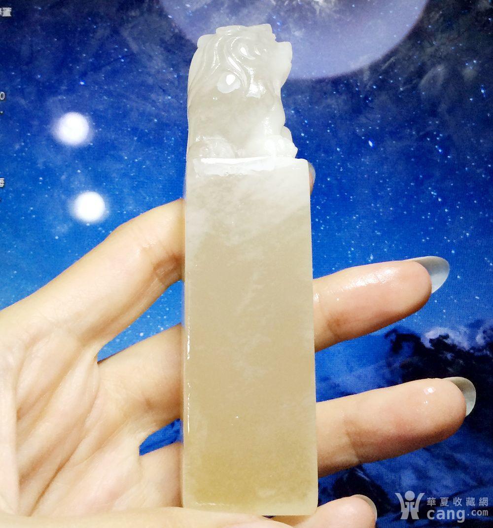 纯天然青海昆仑荔枝冻白冻玉冻石完美无裂狮子印章!