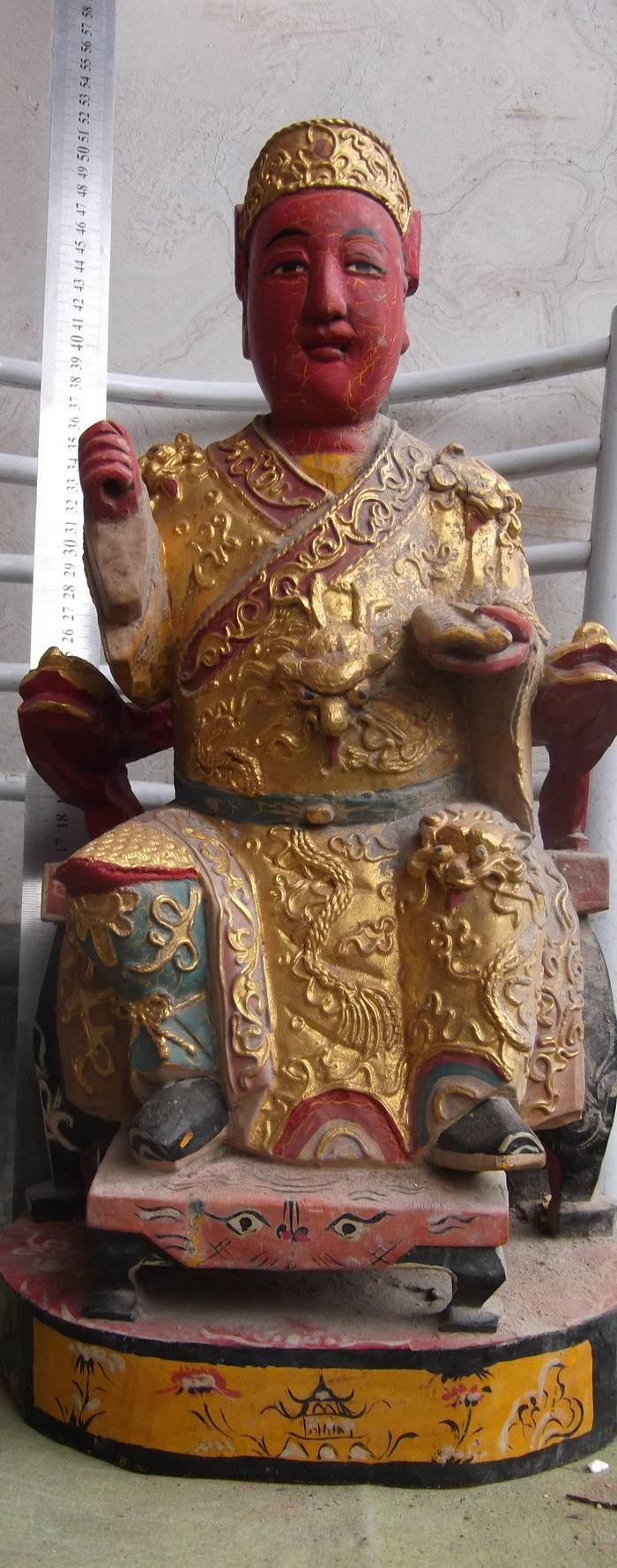 挺大的一个木雕神像木雕菩萨木雕佛像木雕元帅,2000年纯手工