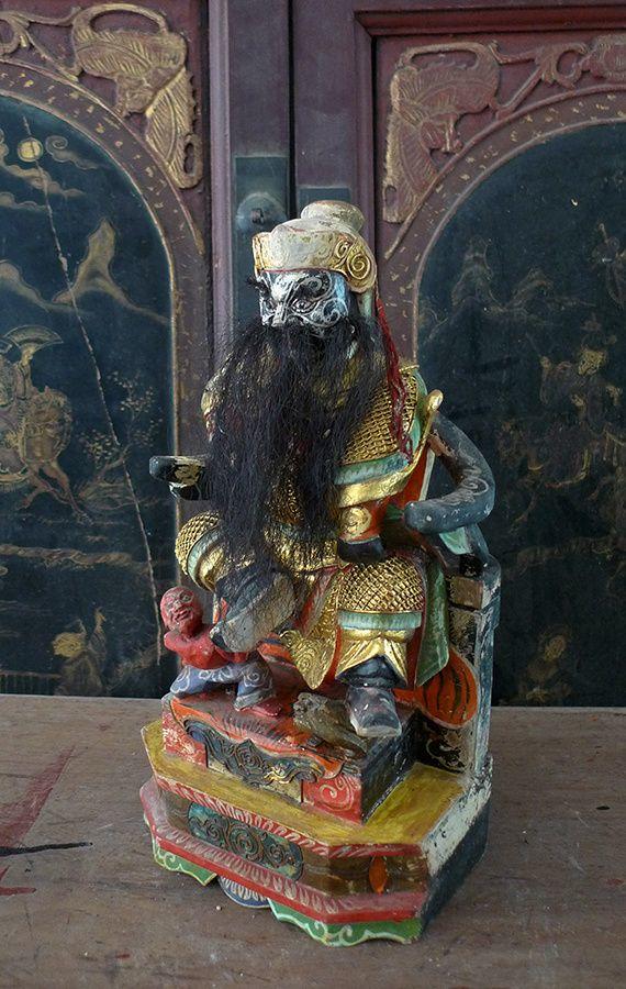 25厘米樟木雕 漆线雕 花脸王爷 阿爷公