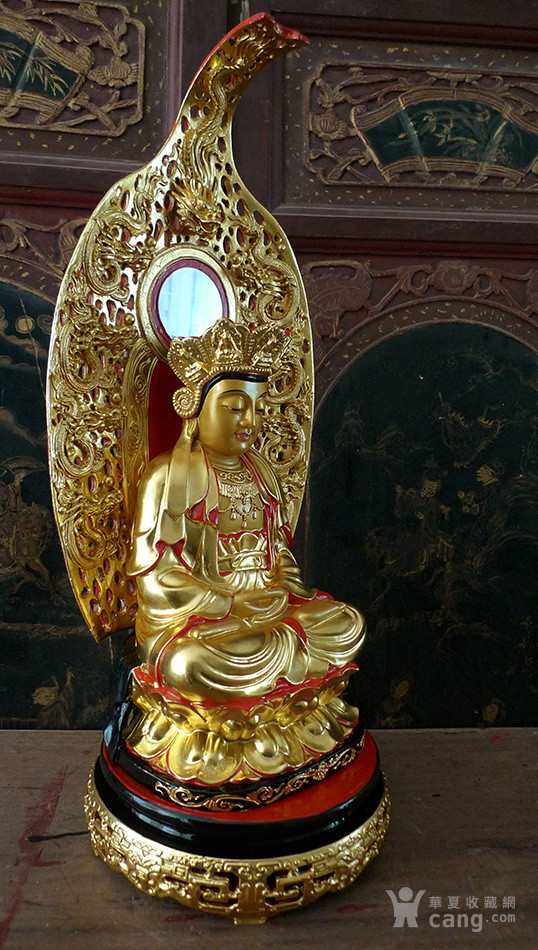 50厘米樟木雕 漆线雕 毗卢观音 普陀山 观音