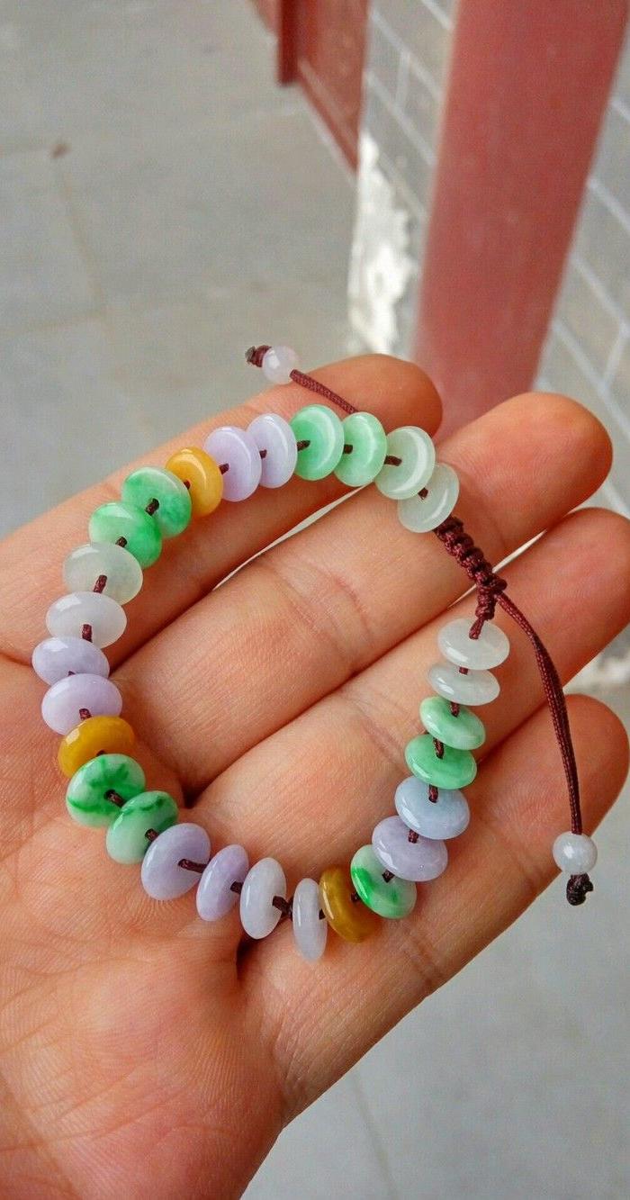 有种有色的小平安扣 翡翠手串