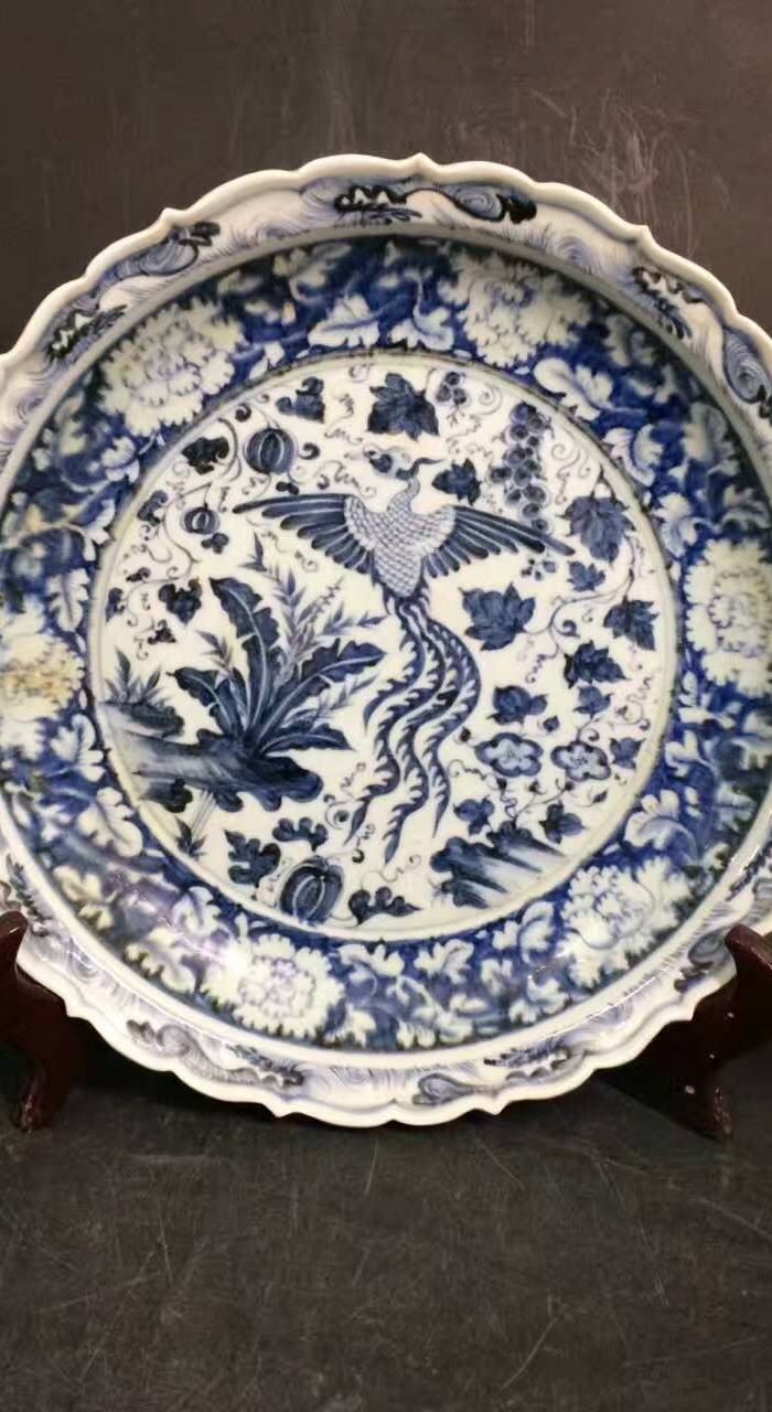 元青花凤纹盘