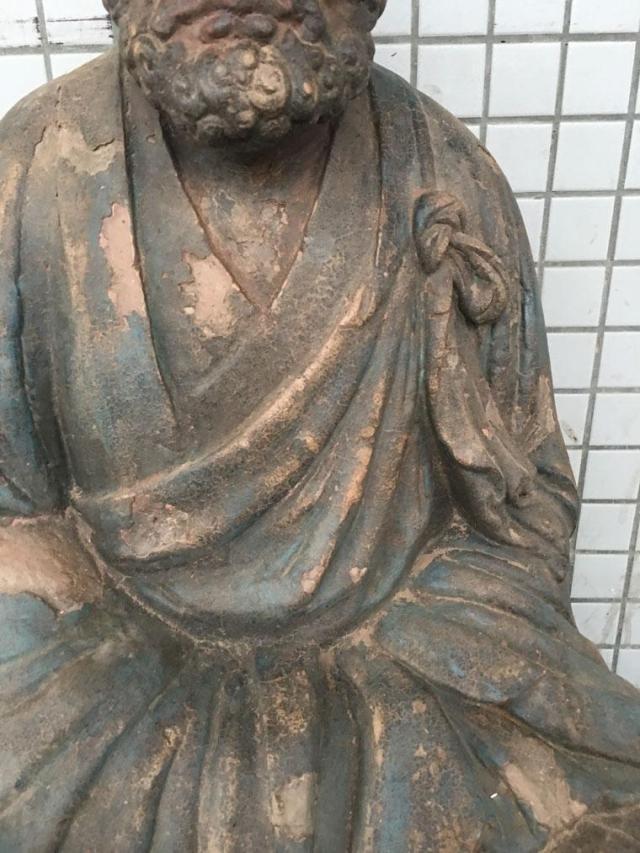 明代雕件泥塑达摩佛像