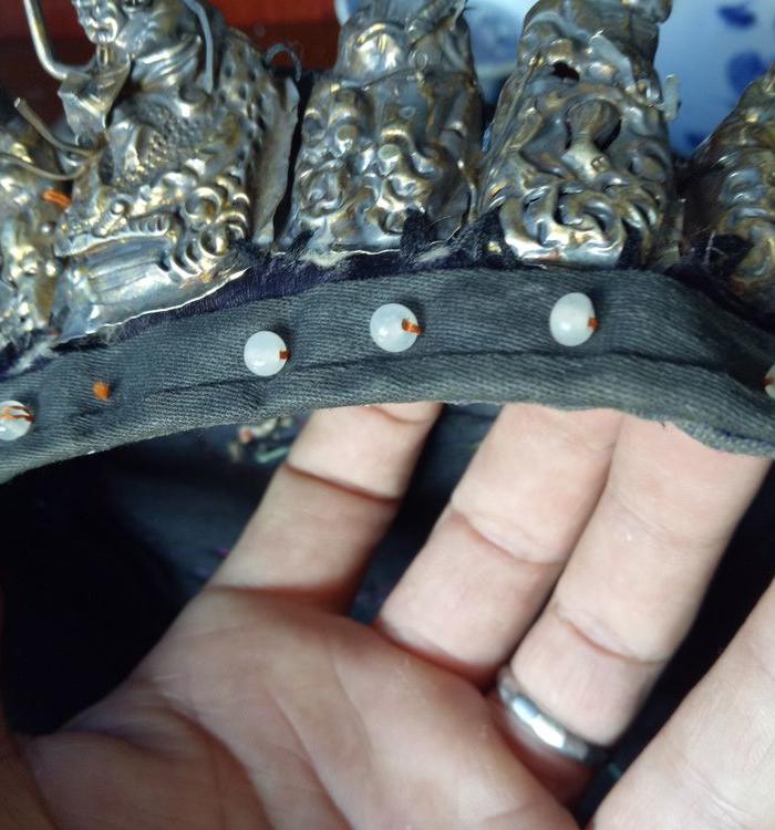 清代银八仙,虎头帽